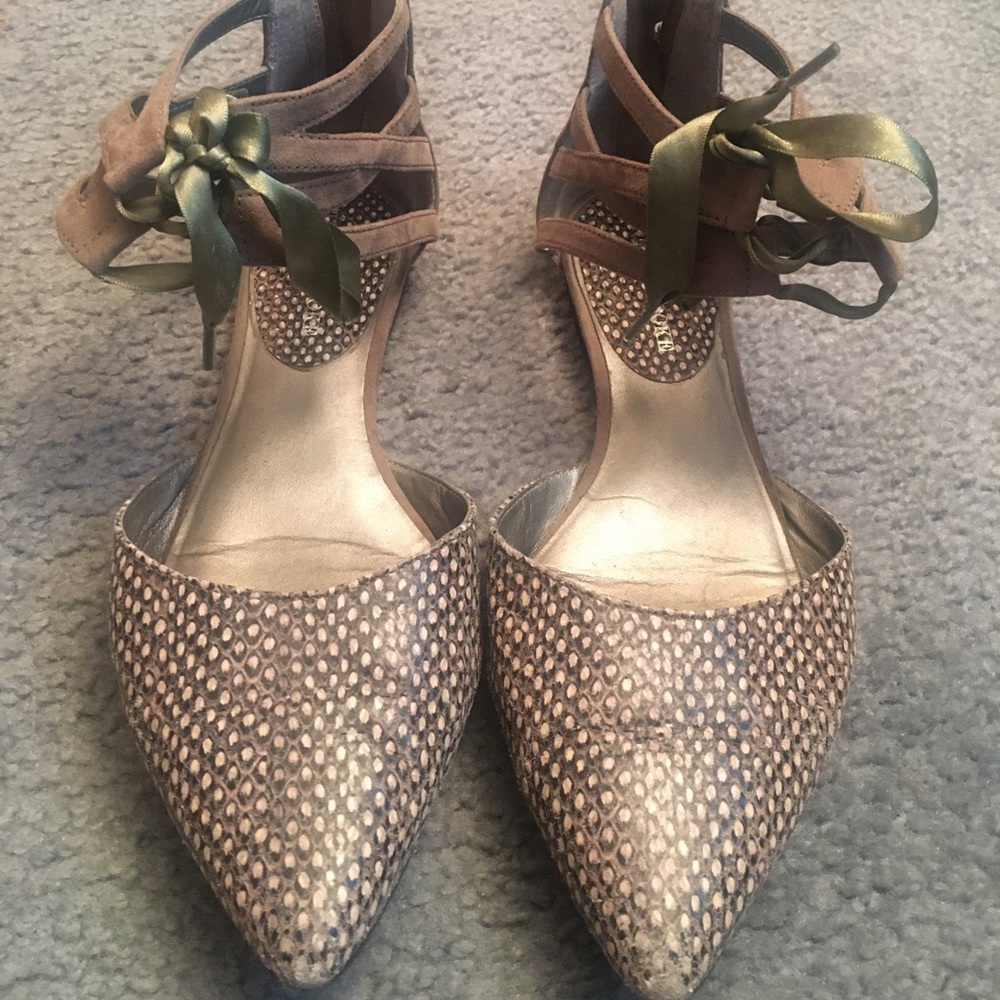 Pointed toe flats with bow tie